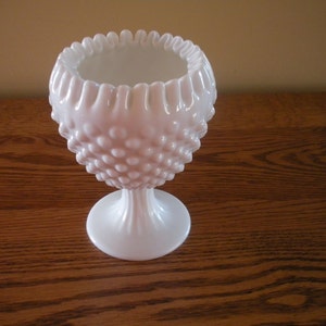 Ruffle Topped Hobnal Fenton Milk Glass Vase
