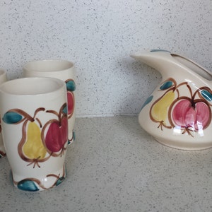 Purinton Pottery Fruit Pitcher and Glasses