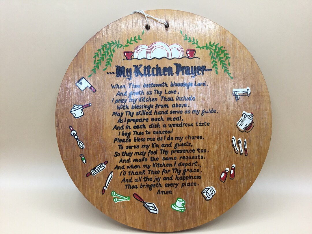 Nice Vntage Wood Kitchen Prayer Plaque Etsy