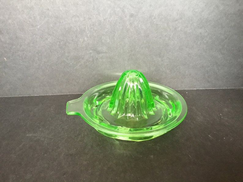 Green Depression Glass Juicer