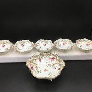 Hand Painted Nippon Nut Set - 6 Pieces