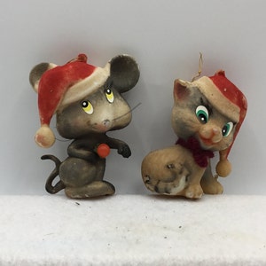 Vintage Flocked Ornaments - Set of 2