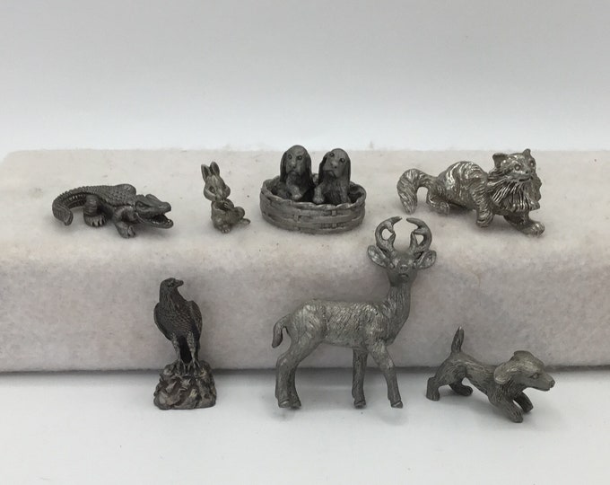 Collection of Miniature Pewter Animals Set of 7 Etsy