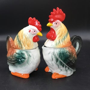 Unique Rooster Set Cream and Sugar and Shakers - Japan