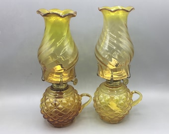 Plume and Atwood Pair of Amber Lamps - Dorset Thomaston -USA