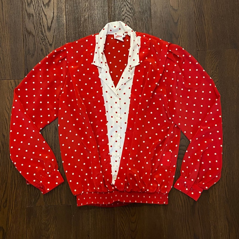 Red Emblem Polka Dots Tee Women