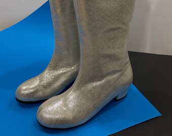 Vintage Silver GoGo Boots - Unused Silver Lame Boots Sz 37