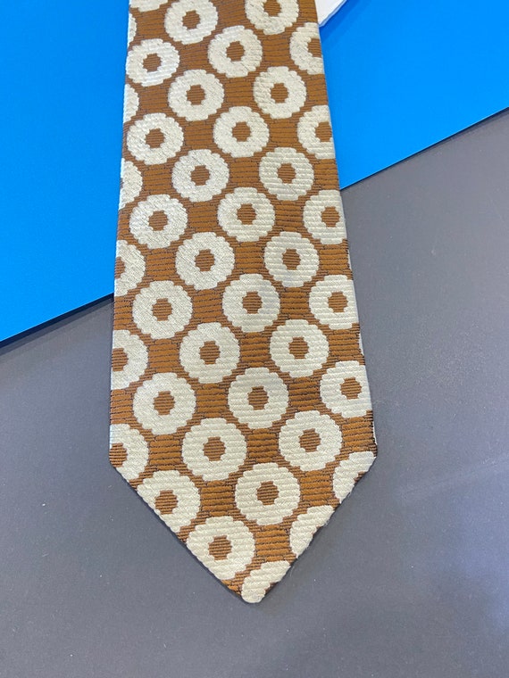 Vintage Lanvin Paris Mens Tie - 1970’s Brown Crea… - image 5