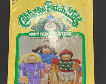 Vintage Cabbage Patch Kids Knitted Sweaters Patterns - Knit Patterns Booklet 1985 - Patterns #7866