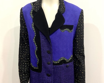 Vintage 1990s Womens Jacket - 90’s Canvasbacks Blazer- Unique Abstract Design Jacket