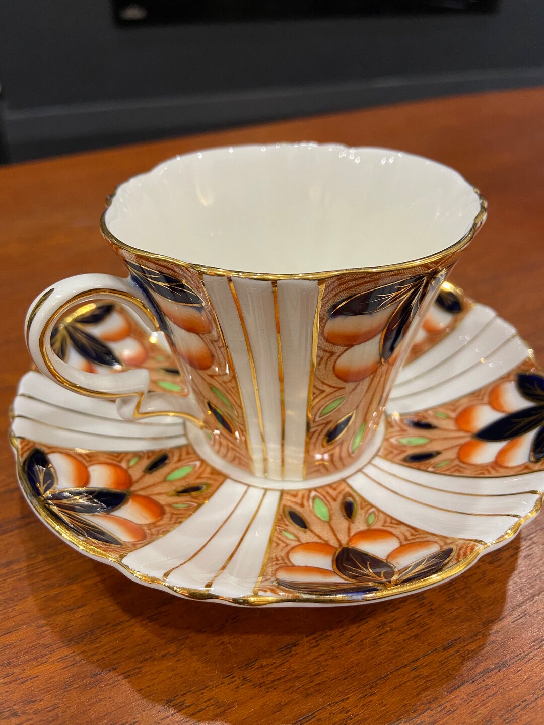 Vintage Teacup & Saucer Royal Albert Crown China Art Deco Teacup and