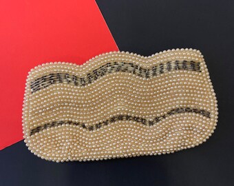 Vintage Small Pearl Purse - DuVal Japan Purse - Zippered Evening Purse