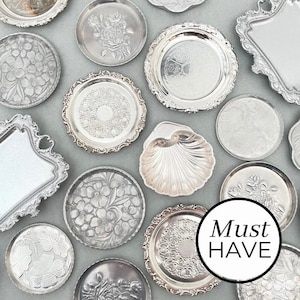 Flat Lay Props Silver Ring Tray for Wedding FlatLay, Vintage Mini Tray for Wedding Photograoher Flatlay, Styling Ring Dishes  Styling Kit