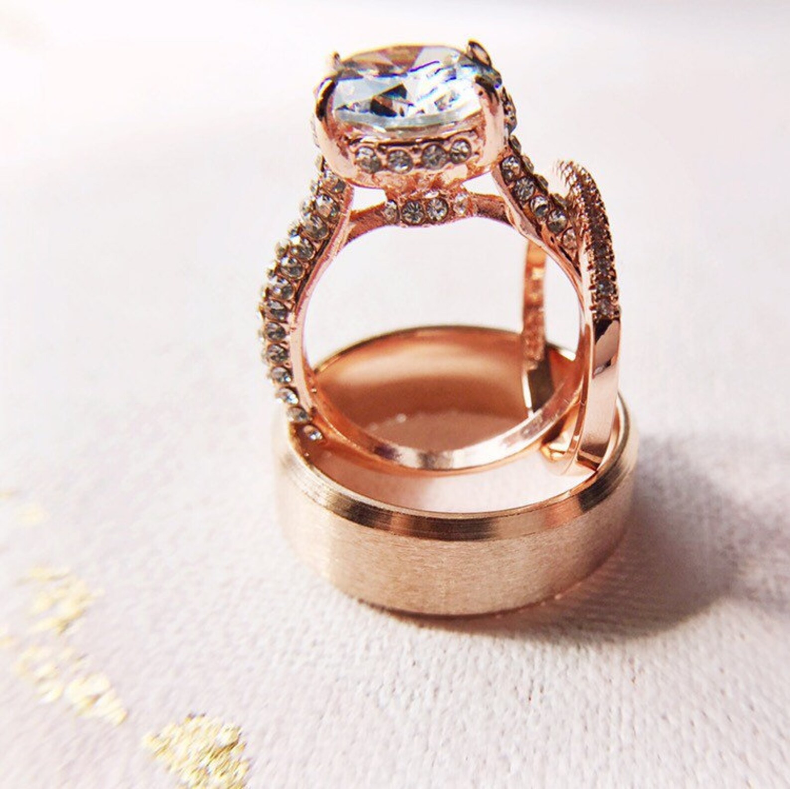 Fake Wedding Ring Set Engagement Ring Set Fake Engagement Etsy