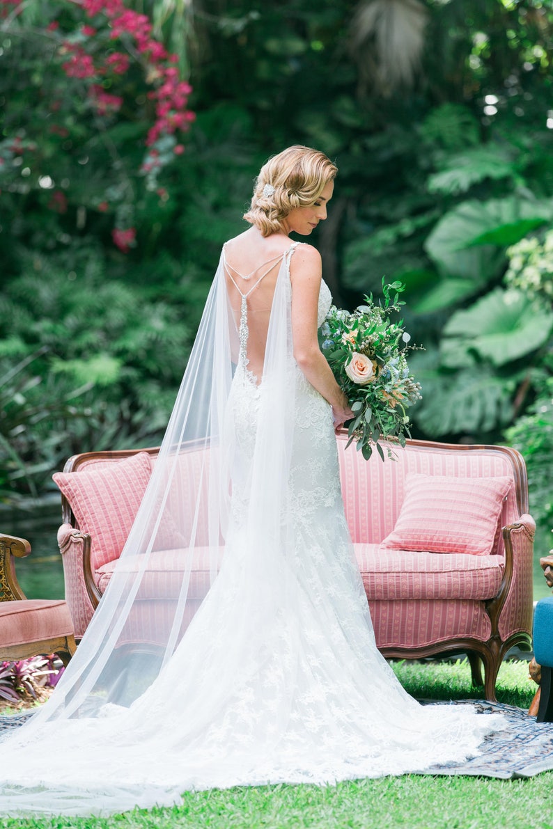 Crystal bridal cape with back necklace