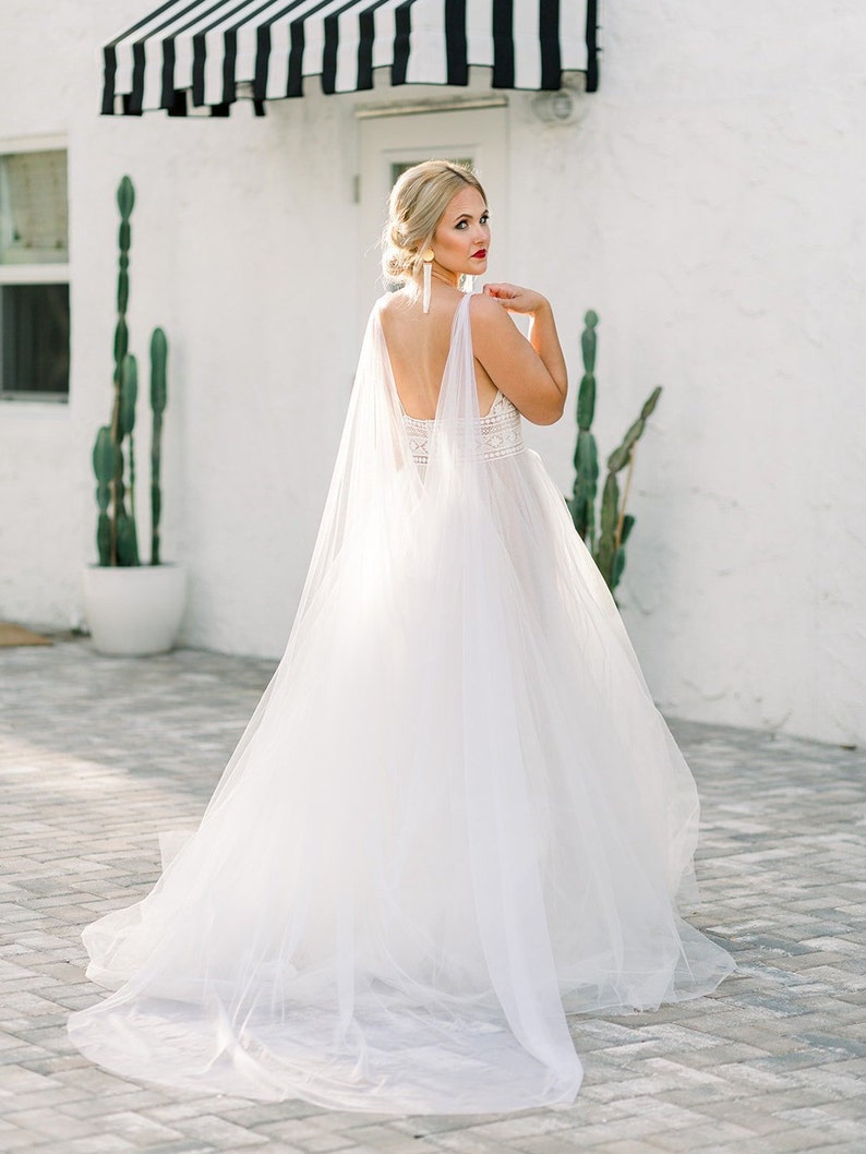 Bridal Cape Bridal Cape Veil Wedding Cape Detachable Train Etsy
