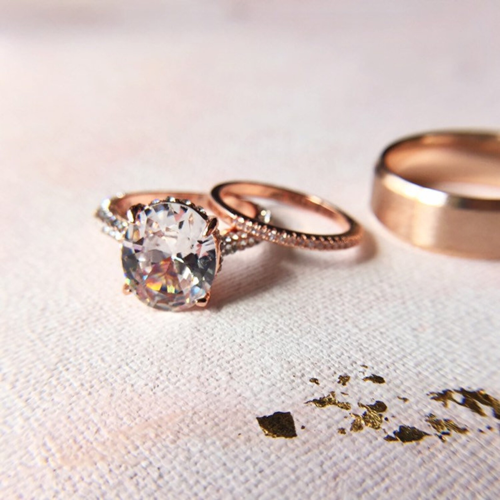 Fake Wedding Ring Set Engagement Ring Set Fake Engagement Etsy