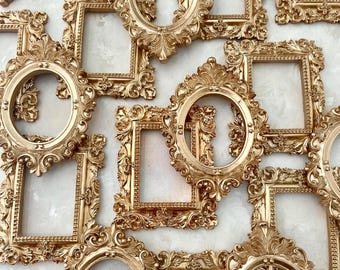 Flatlay Prop Mini Gold Frame Ring Holder for Wedding Ceremony Detail Shots, Vintage Inspired Styling Tray