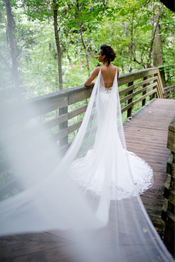 Cape Veil Wedding Dress 1