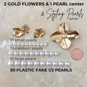 Wedding Styling-Props Pearls for Flatlay Detail, Lay-Flat Styling-Kit for VintageWedding, Flat Lay Accessories for Product Photography White Pearl&PFlowers