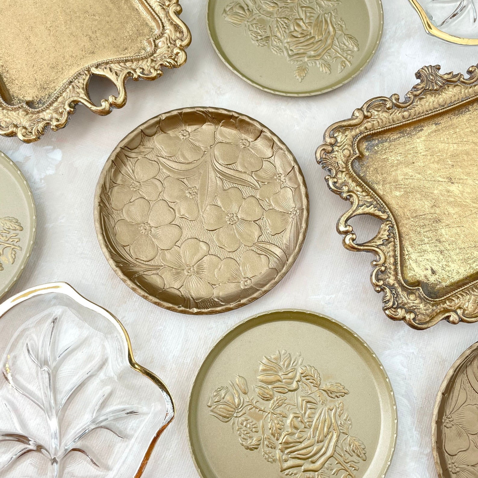 Gold Styling Tray Vintage Gold Tray Gold Ring Dish Flat Lay Etsy