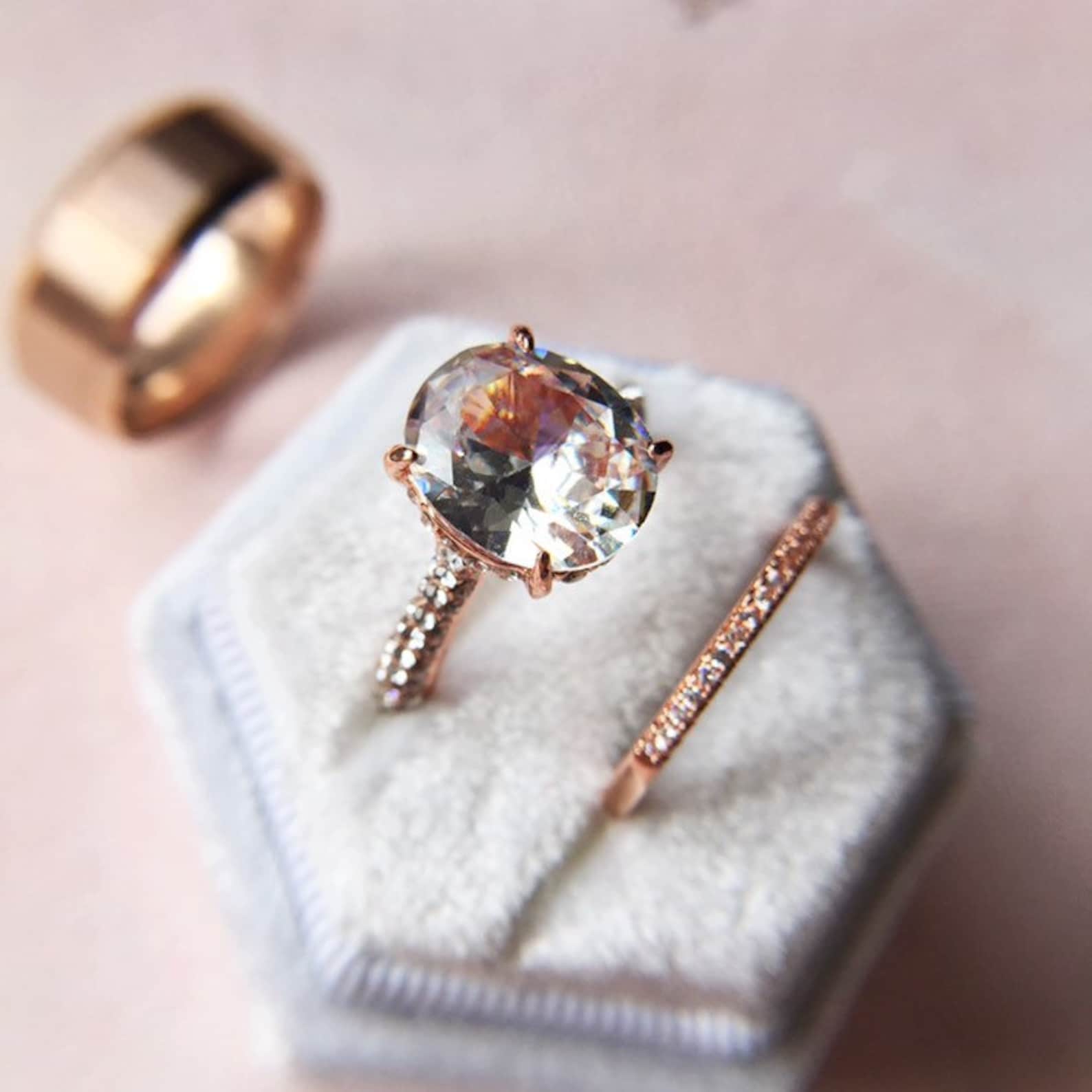 Fake Wedding Ring Set Engagement Ring Set Fake Engagement Etsy