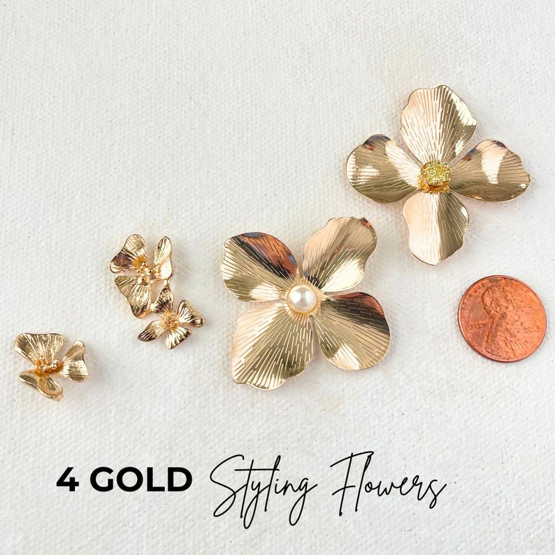 Wedding Styling-Props Pearls for Flatlay Detail, Lay-Flat Styling-Kit for VintageWedding, Flat Lay Accessories for Product Photography 4 Flowers