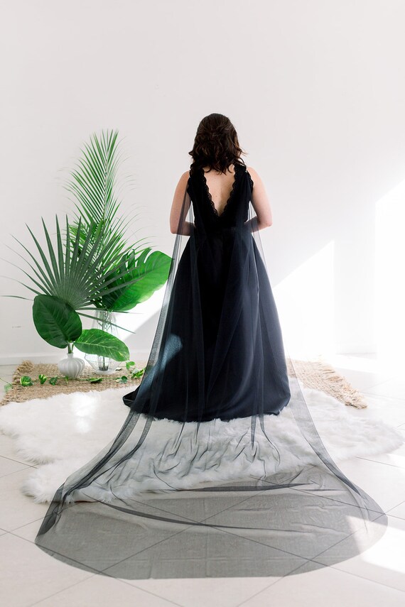 black bridal cape