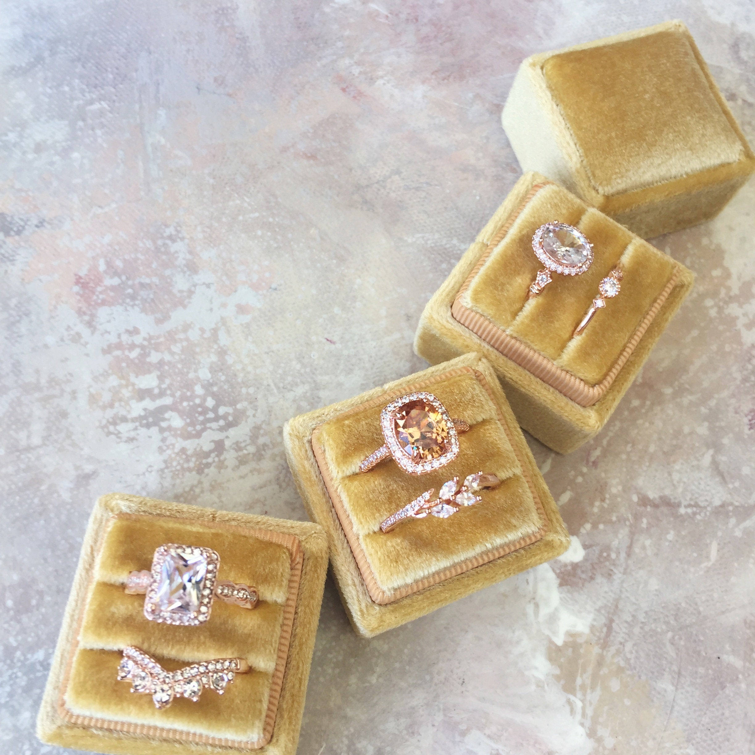 Velvet Double Ring Box Velvet Ring Display Cream Velvet Etsy