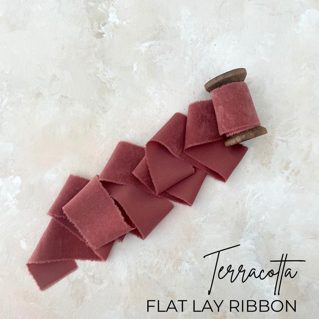 Lay Ribbon Sample Flat Lay Prop Silk Ribbon Frayed Edges on Spool for Wedding Detail ...