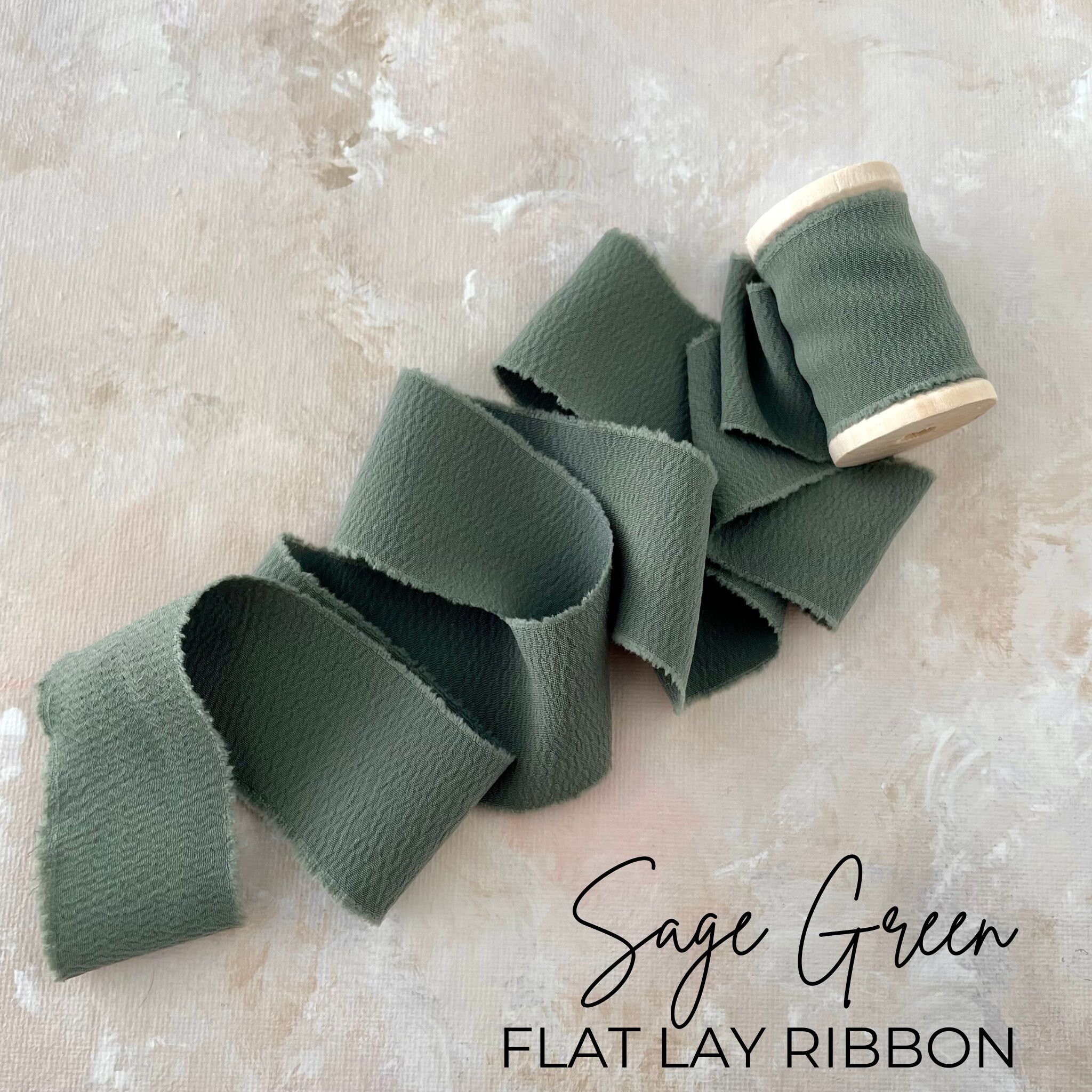 Lay Ribbon Sample Sagegreen Wedding Ribbon for Flat Lay Styling Kit on Wood Spool With ...