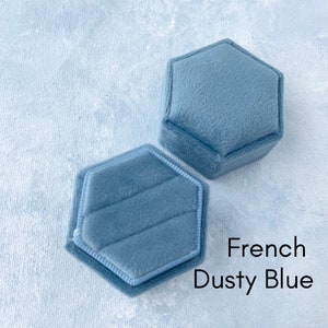 Dusty Blue Ring Box & Ribbon, Dusty Blue Wedding Flat Lay Props, Dusty