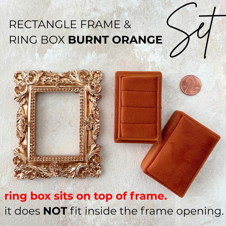 Orange Triple Ring Box, Rust Ring Box for 3 Rings, Three Slot Orange ...