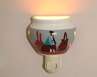 night light, Ceramic Night Light, Southwestern Decor, Hand painted, made in the USA, Nite Light