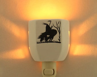 End of the Trail Wall Plug In Nightlight, Ceramic Night Light, Southwestern Decor, Hand painted, made in the USA, Nite Light