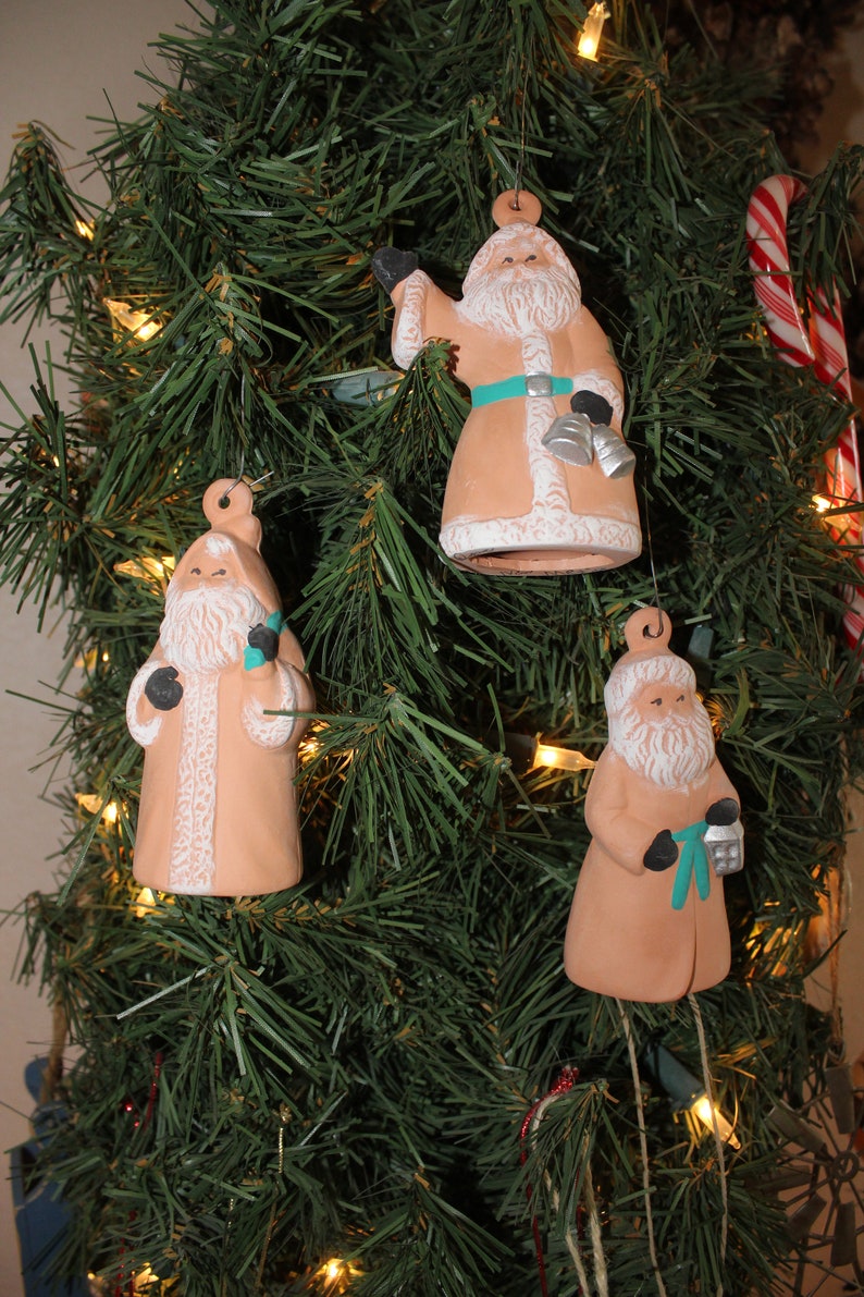Terra Cotta Santa Christmas Ornament Set of 3 Southwest Style Etsy
