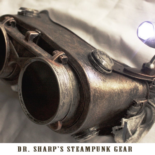 Rustic Steel Metallic Finish Steampunk Goggles by Dr. Sharp