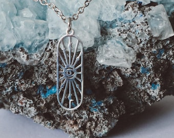 Silver Sun Minimalist Necklace, gifts for women, gifts for men, lucky evil eye accessory, pagan wiccan tarot, witchy fairy charm pendant