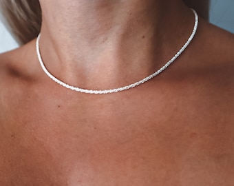 Fine 925 Silver Chain Necklace Jewelry, best gifts for women, dainty elegant style, minimalist jewellery, minimalist choker gift for her