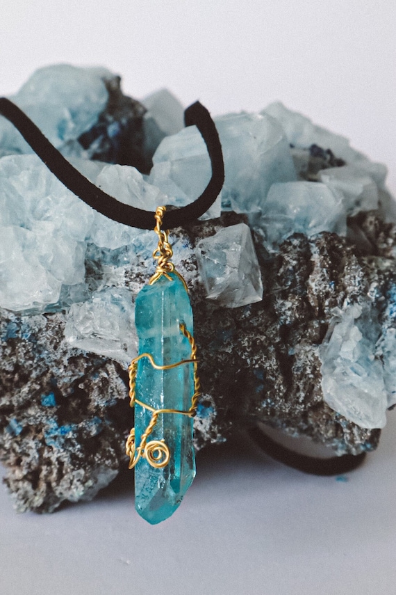Aqua aura hotsell quartz jewelry