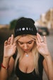 Moon Phases Beanie - Black/White Hat - Embroidered Phases of the Moon - Lunar Cycle Beanie - Gifts for women - Gifts for men