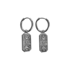Lunar Gaze oorbellen roestvrij staal zilver, tarotkaart oorbellen, boze oog sieraden, bedel sieraden, etherisch cadeau, handgemaakte knuffels
