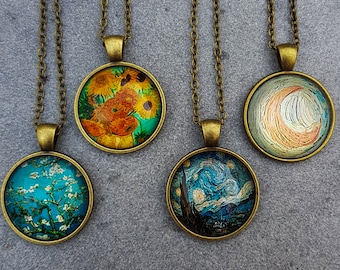 Van Gogh Pendant Necklace, secret santa gifts for her, Bronze Vintage Art Personalized Jewelry, Everyday necklace, Jewelry Gifts