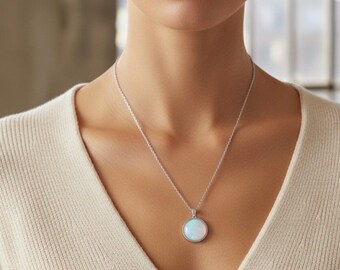 Opalite Necklace Silver: Trending Opalite Pendant, secret santa gifts for her, Everyday necklace, Personalized Jewelry Gifts