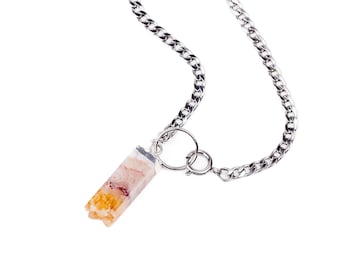 RAW Citrine O Ring Choker Chain Necklace Silver