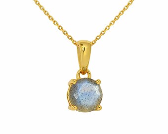 NOX Labradorite Dainty Necklace Gold 925 Silver
