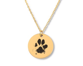 Personalized Paw Print Necklace, handmade unique timeless meaningful thoughtful gold gift, silver, rose gold birthday gifts, pets dogs cat