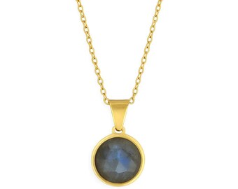 DAYA Faceted Blue Labradorite Necklace Gold