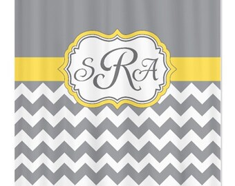 Monogrammed Shower Curtain Custom Chevron Shower Curtain Etsy