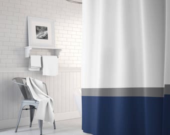 navy and white shower curtain nautical design color block shower curtain grey white navy blue or any colors standard extra long sizes custom home decor striped stripes tan brown white etsy navy and white shower curtain nautical design color block shower curtain grey white navy blue or any colors standard extra long sizes custom home decor striped stripes tan brown white etsy